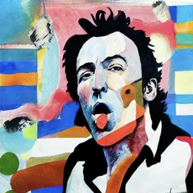 Bruce-Springsteen in the style of George Condo     2